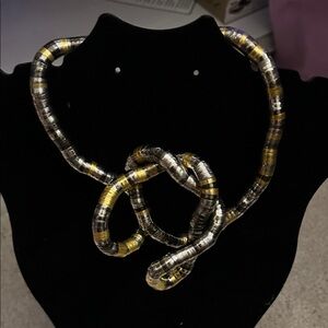 Gold and Black Beaded Lariat Necklace
